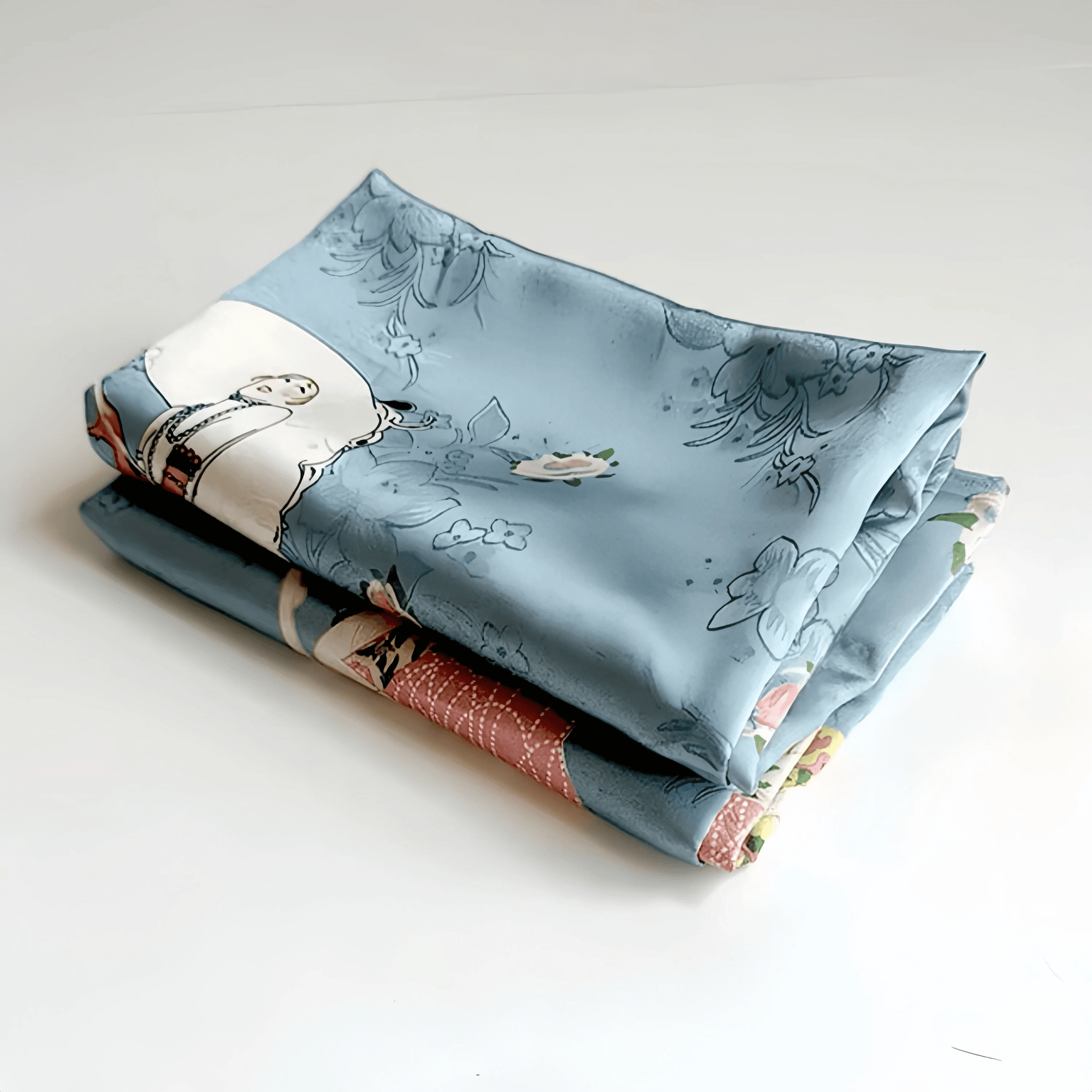 Modern City Dreams: Light Blue Silk Pillowcase |  Luxury Handmade Mulberry Silk | Silk Pillowcase for hair and skin | Contemporary Bedroom - Lian