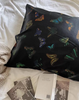 100% Silk Pillowcase with Vintage-Inspired Butterfly Design - Available in Black & White Colours - Lian