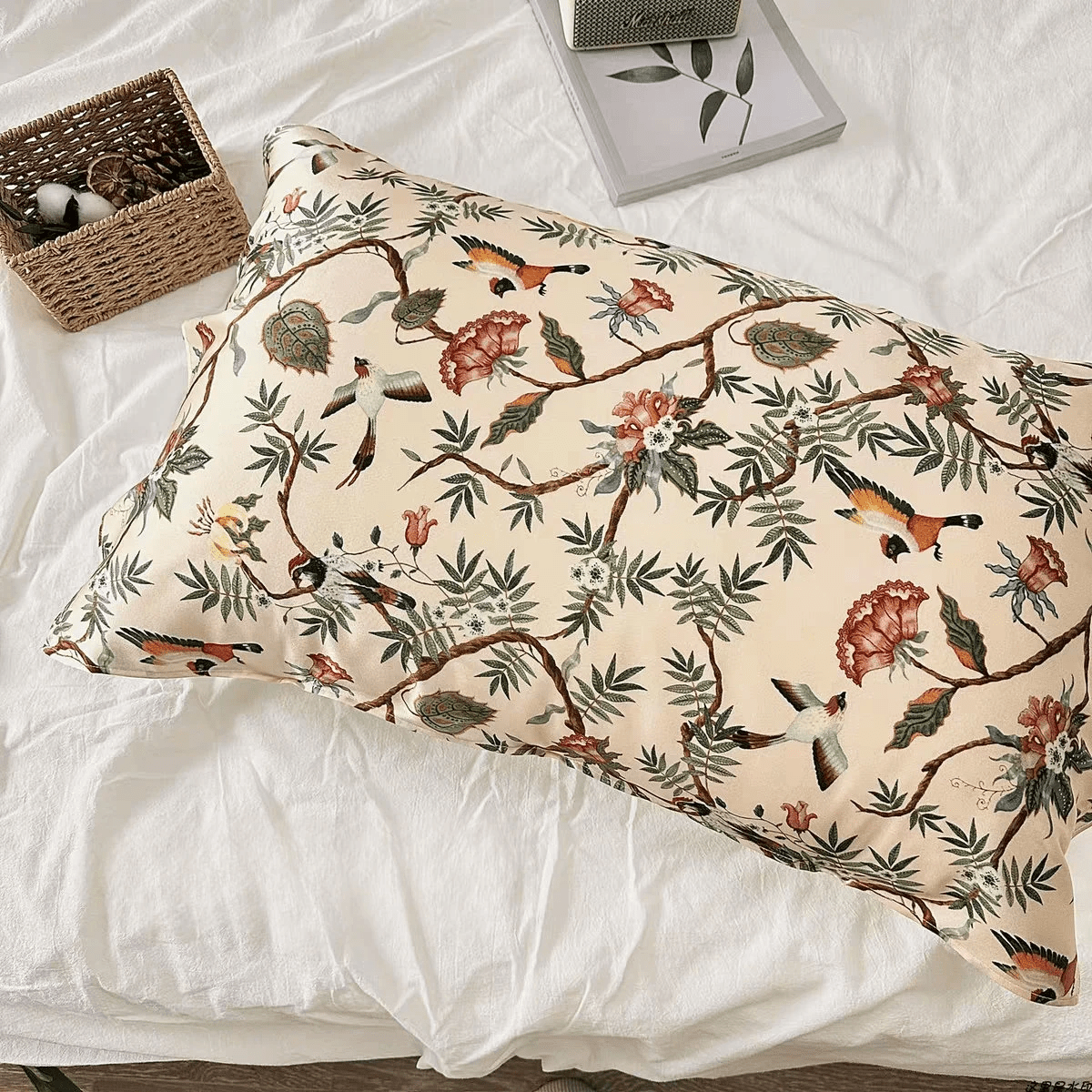 Pure Silk Pillowcase with Blooming Golden Lily Patterns - Lian