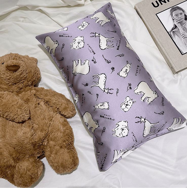 Double-Sided Silk Pillowcase with Wild Animal Design - Available in Child and Adult Sizes - Lian