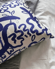 Modern Floral Mulberry Silk Pillowcase in Cobalt Blue - Luxury Silk Bedding with a Bold Contemporary Design - Lian