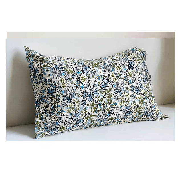 Luxury Silk Pillowcase - Jacquard Print Silk Pillowcase-Woodland Blue Floral Pattern Bedding - 30 Momme Pure Mulberry Silk-Doodle Pillowcase - Lian