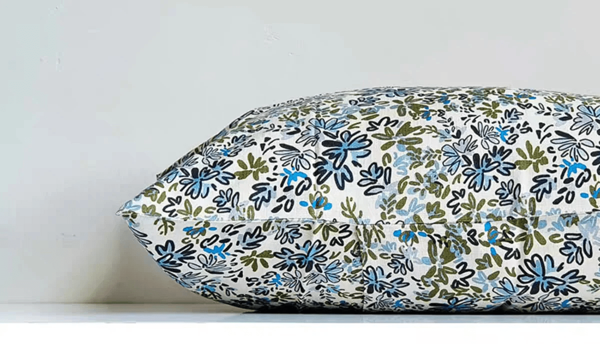 Luxury Silk Pillowcase - Jacquard Print Silk Pillowcase-Woodland Blue Floral Pattern Bedding - 30 Momme Pure Mulberry Silk-Doodle Pillowcase - Lian