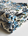 Luxury Silk Pillowcase - Jacquard Print Silk Pillowcase-Woodland Blue Floral Pattern Bedding - 30 Momme Pure Mulberry Silk-Doodle Pillowcase - Lian