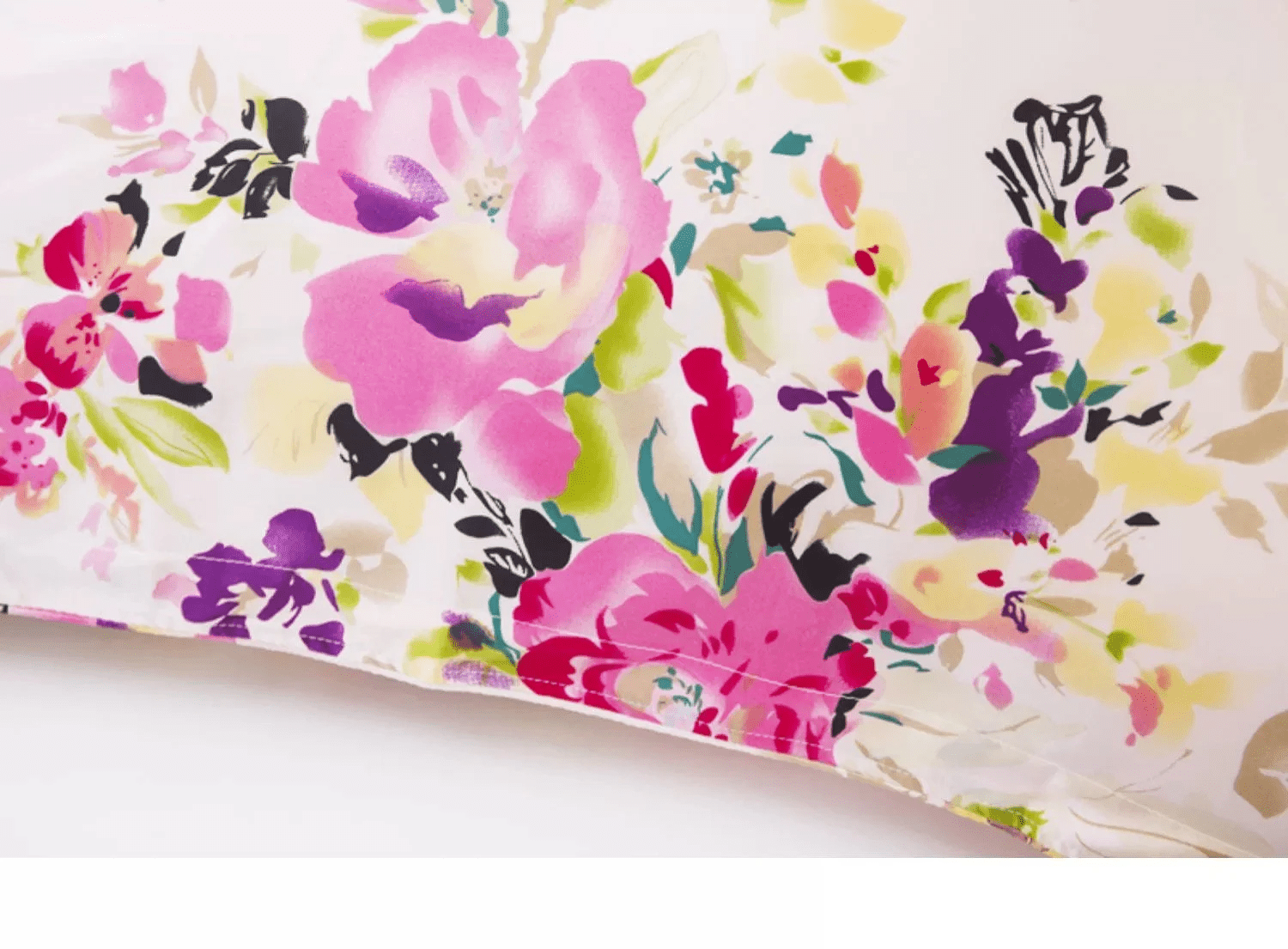 Botanical Silk Pillowcase - Pink Floral Design Pillow Cases - Lian