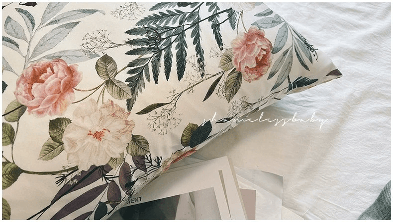 Peony Paradise Silk Pillowcase:  100% Mulberry Silk Floral Pillowcase of luxury bedding-Gift for mother's day-Hand made Silk Pillow - Lian