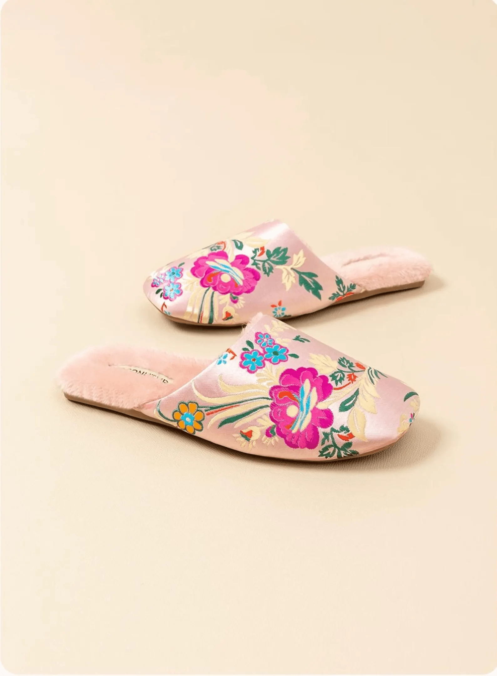 Oriental Embroidered Women&#39;s Slippers - Winter Indoor House - Pink - Lian