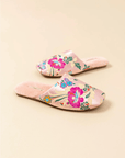 Oriental Embroidered Women's Slippers - Winter Indoor House - Pink - Lian