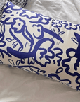 Modern Floral Mulberry Silk Pillowcase in Cobalt Blue - Luxury Silk Bedding with a Bold Contemporary Design - Lian