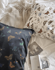 100% Silk Pillowcase with Vintage-Inspired Butterfly Design - Available in Black & White Colours - Lian