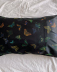 100% Silk Pillowcase with Vintage-Inspired Butterfly Design - Available in Black & White Colours - Lian