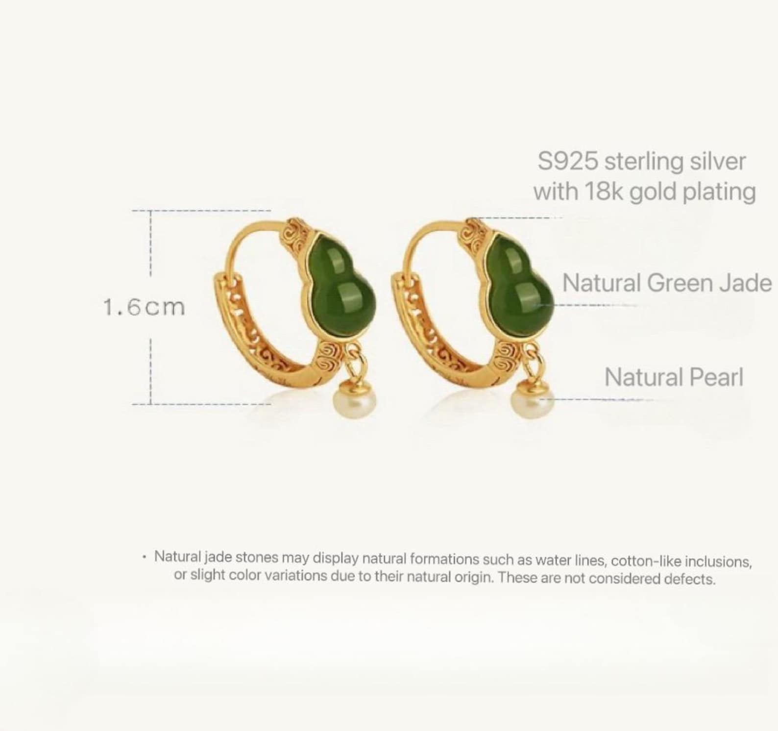 Traditional Chinese Good Fortune Gourd Jade Pearl Earrings - Lian