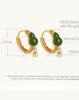 Traditional Chinese Good Fortune Gourd Jade Pearl Earrings - Lian