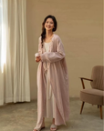 Handmade 100% Cotton Gauze Robe with Silk Embroidery - Lian