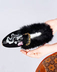 Handmade Embroidered Winter Slippers with Fur Lining - Lian