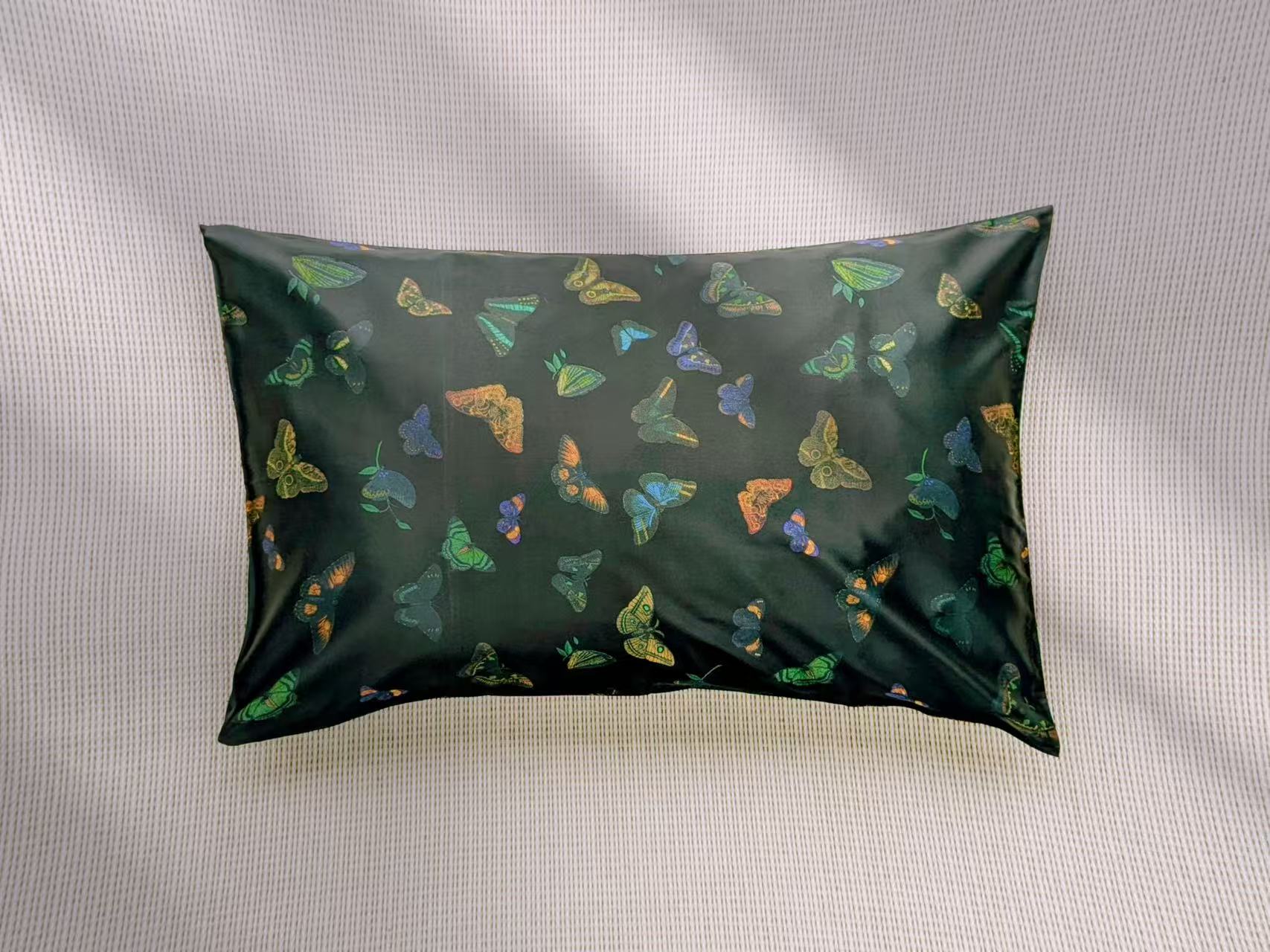 100% Silk Pillowcase with Vintage- White Butterfly Design