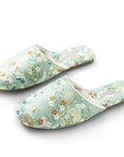 Embroidered Slippers / Women Winter House Shoes with Traditional Chinese Dragon and Floral Designs - Sea green - Lian