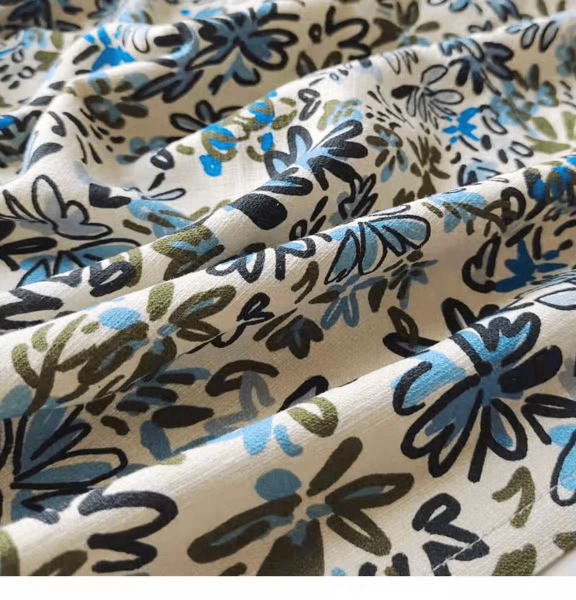 Luxury Silk Pillowcase - Jacquard Print Silk Pillowcase-Woodland Blue Floral Pattern Bedding - 30 Momme Pure Mulberry Silk-Doodle Pillowcase - Lian