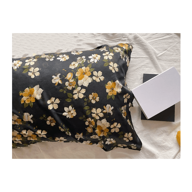 Blossom Flowers Mulberry Silk Pillowcase &amp; Eye Mask Gift Set: Luxury Silk Bedding Elevates Your Sleep Experience with Skin and Hair Benefits - Lian