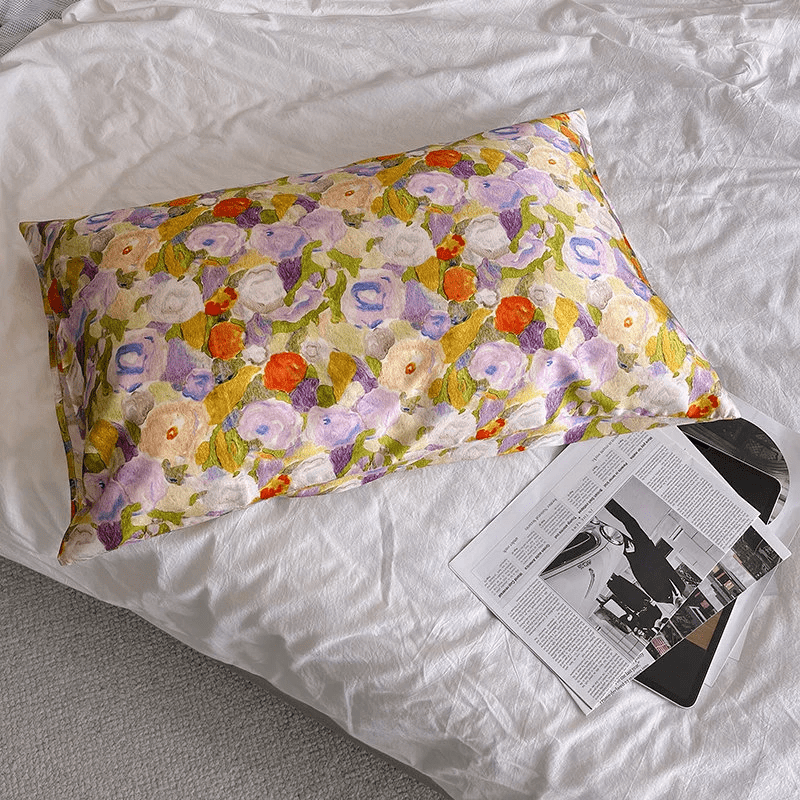 Floral Silk Pillowcase Set with Matching Eye Mask and Storage Bag - Skin and Hair Care Essentials for Restful Beauty Sleep Gift for Her - Lian