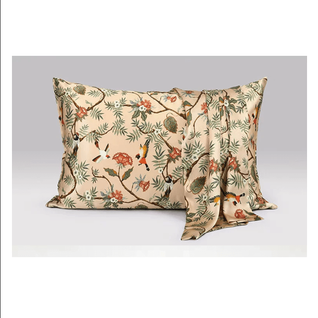 Pure Silk Pillowcase with Blooming Golden Lily Patterns - Lian