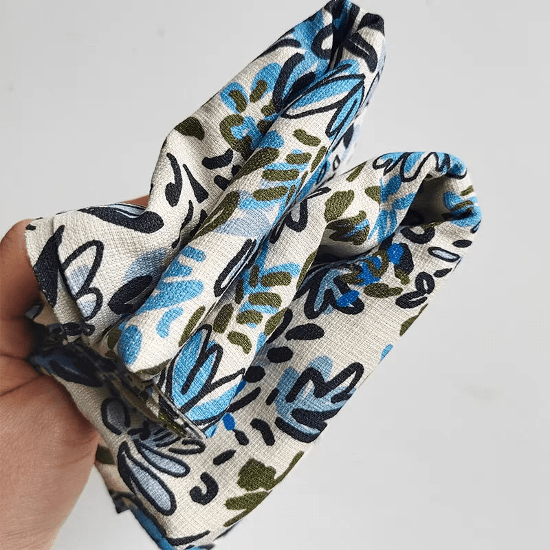 Luxury Silk Pillowcase - Jacquard Print Silk Pillowcase-Woodland Blue Floral Pattern Bedding - 30 Momme Pure Mulberry Silk-Doodle Pillowcase - Lian