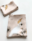 Beige Silk Pillowcase with Parrot Design – 20 Momme Mulberry Silk for Beauty Sleep and Reduced Hair Breakage - Lian