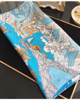 Blue and Beige Pure Silk Scarf – Dual Colours Design Inspired by Chinese Mythology - Lian