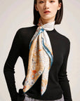 Blue and Beige Pure Silk Scarf – Dual Colours Design Inspired by Chinese Mythology - Lian