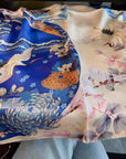 Handcrafted Chinese Crane Silk Scarf with Cheongsam Buttons – 100% Mulberry Silk - Lian