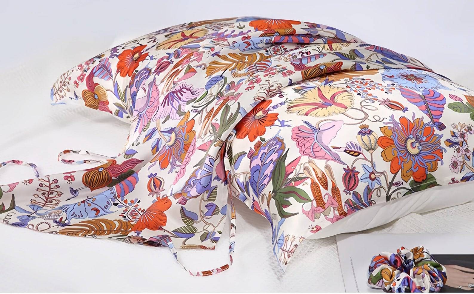 Floral Silk Pillowcase - 100% Silk Damask Pillow Cases - Lian