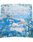 Blue and Beige Pure Silk Scarf – Dual Colours Design Inspired by Chinese Mythology - Lian