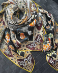 Oriental Thangka Art MulberrySilk Scarf - 85*85CM Silk Shawl - Lian