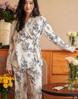 Oriental Style Silky Pyjamas for Women - Wrap Off Design Loungewear - Lian