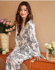 Oriental Style Silky Pyjamas for Women - Wrap Off Design Loungewear - Lian