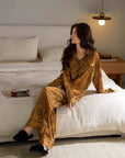 Oriental Silk Blend Pyjamas - Chinese Ink Painting Design, Soft & Breathable