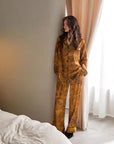 Oriental Silk Blend Pyjamas - Chinese Ink Painting Design, Soft & Breathable