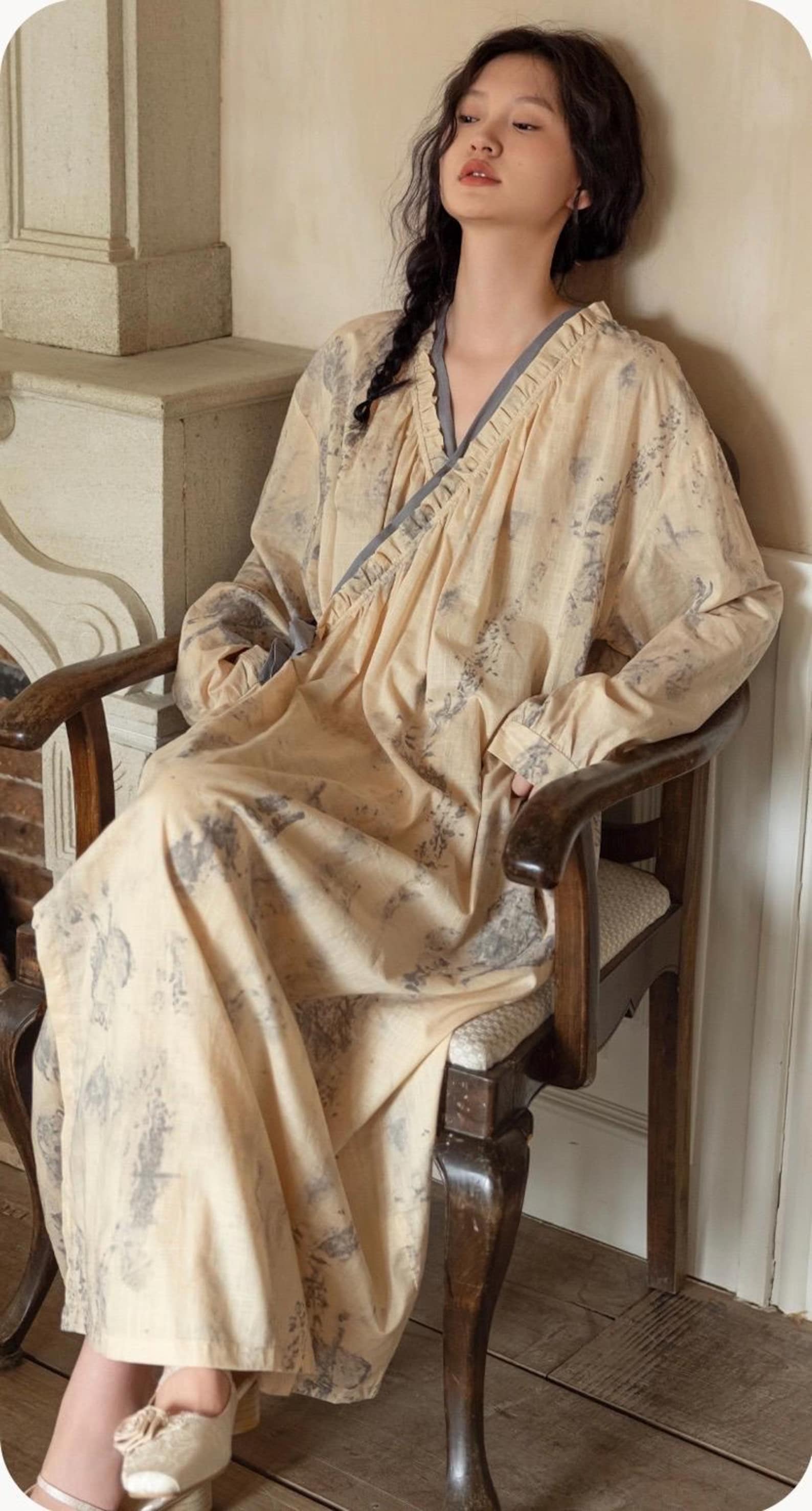 Sustainable Bamboo Cotton Robe – Handmade Lightweight Kimono Robe