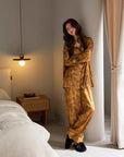 Oriental Silk Blend Pyjamas - Chinese Ink Painting Design, Soft & Breathable